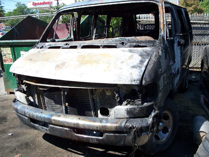 Burned Van After Traffic Crash